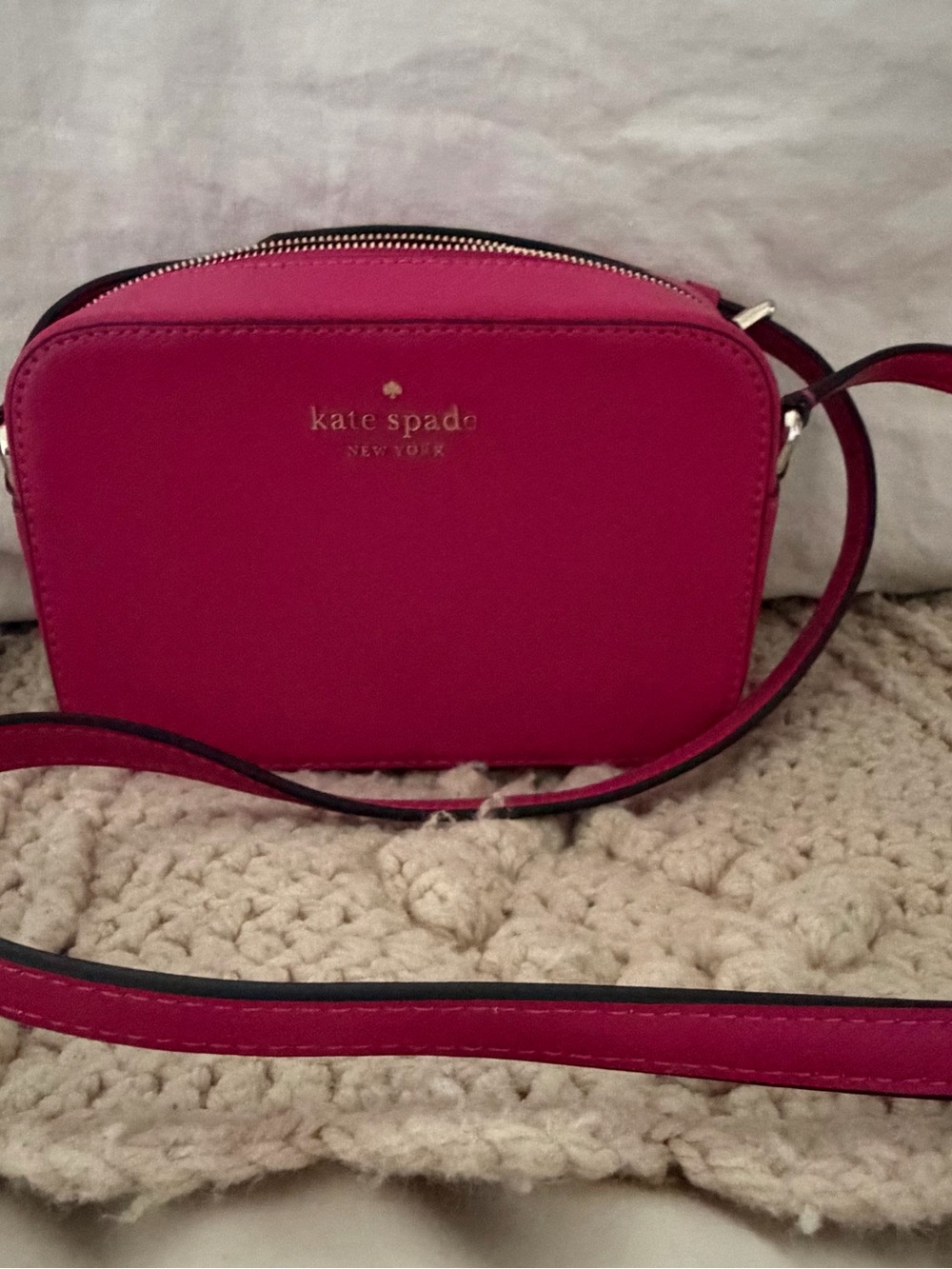 kate spade Hot Pink Leather Crossbody Camera Bag